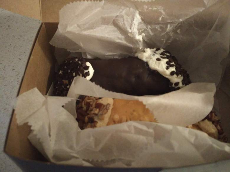Chocolate-covered and Pecan Caramel cannolis from Mike's Pastry