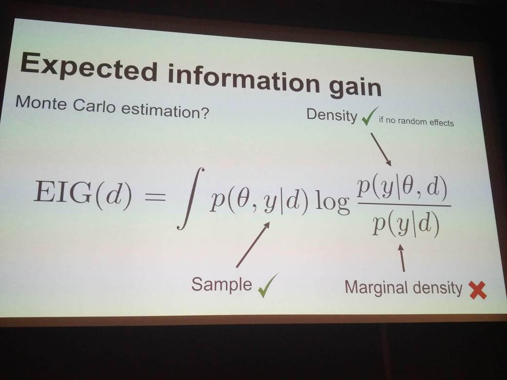 Expected Information Gain (EIG) is a measure of how much information a particular choice adds to the existing model when evaluated